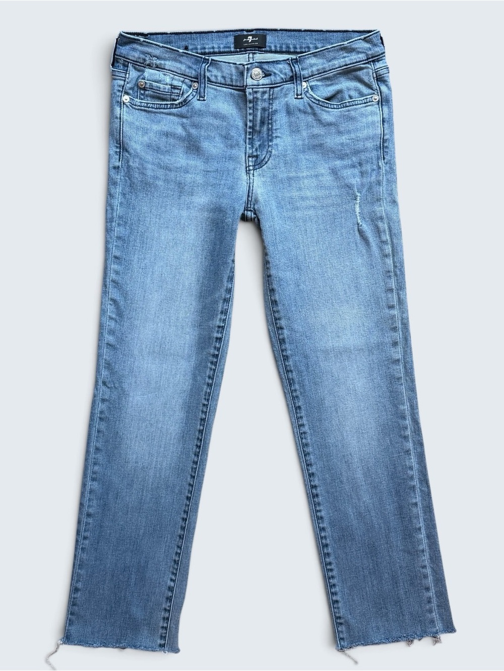 7 For All Mankind Straight Ankle Jeans 29 Roxanne Reissue Raw Hem Ashland Wash